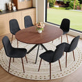 Round Dining Table Set for 6｜42"-54" Extendable Dining Room Table Set｜Wooden Kitchen Table with 6 Chairs｜Mid Century Modern Dinner Table Set with Cross Legs｜Easy Assembly｜Space Saving