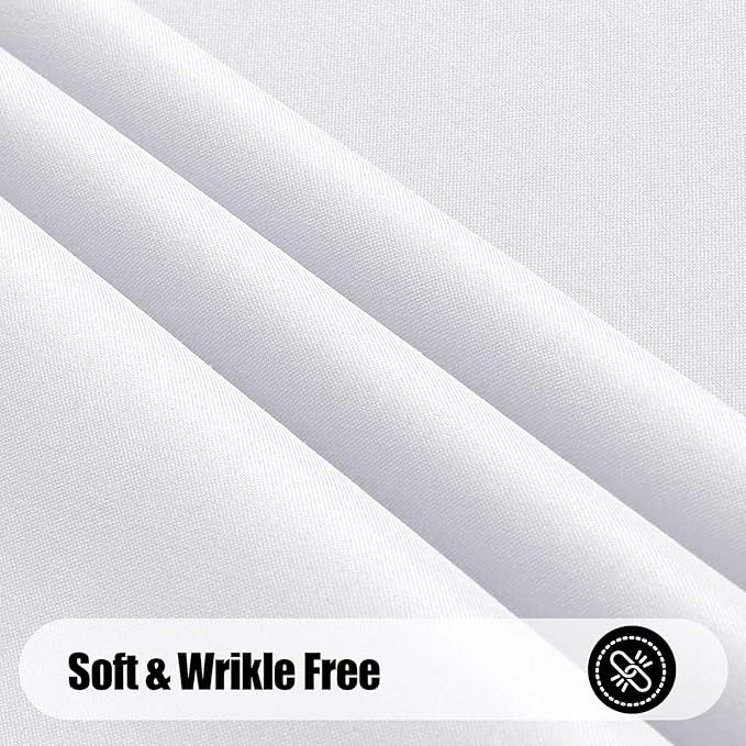 Smiry Rectangle Table Cloth, Waterproof Anti-Scratch Polyester Tablecloth, Decorative Washable Fabric Table Cover for Dining, Buffet, Parties and Outdoor, 52x70, White