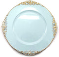 allgala 13-Inch 6-Pack Heavy Quality Round Charger Plates-Floral Light Blue-HD80344