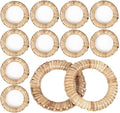 CLEENTABLE Woven Napkin Rings Set of 12 - Handmade Rattan Napkin Holders for Farmhouse Table Décor, Rustic Holiday Dining, Wedding, Thanksgiving, Christmas & Everyday Use (Natural)