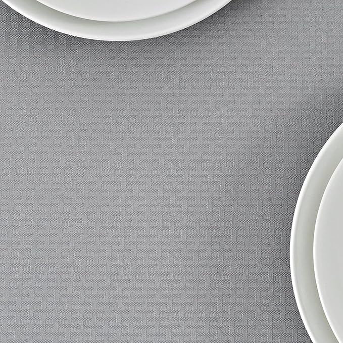 maxmill Weaved Texture Rectangle Tablecloth Water Resistant Wrinkle Free Spill-Proof, Soft Table Cloth for Dining Room Decoration, Banquet Parties Event Holiday Dinner, 60 x 84 Inch Light Grey