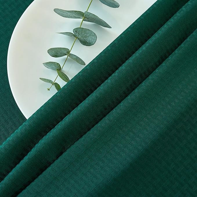 maxmill Square Tablecloth Weaved Texture Stain Resistant Waterproof Wrinkle Resistant Soft Table Cloth, Christmas Dinner Fabric Decoration for Dining Room Holiday Party, 52 x 52 Inch, Hunter Green