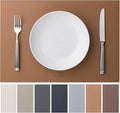 Faux Leather Placemats Set of 12 Vinyl Washable Wipeable Table Mats for Kitchen Dining Table Heat Resistant Waterproof Indoor/Outdoor Placemats Non-Slip Easy Clean Place Mats (British Khaki)