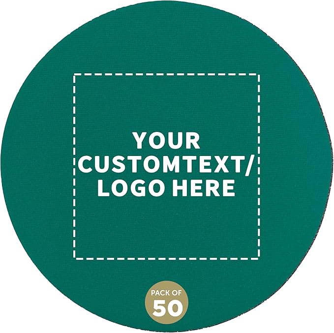 50 Round Foam Bud Coasters Pack, 4 inch - Customizable Text, Logo - PU Foam, Party Favor - Turquoise