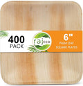 Raj Palm Leaf Bulk Plates 6" 400 Square Plates like Bamboo plates Disposable, Decorative Compostable Tableware for wedding, Lunch, Dinner, Birthday, Camping, Outdoor BBQ, Picnic