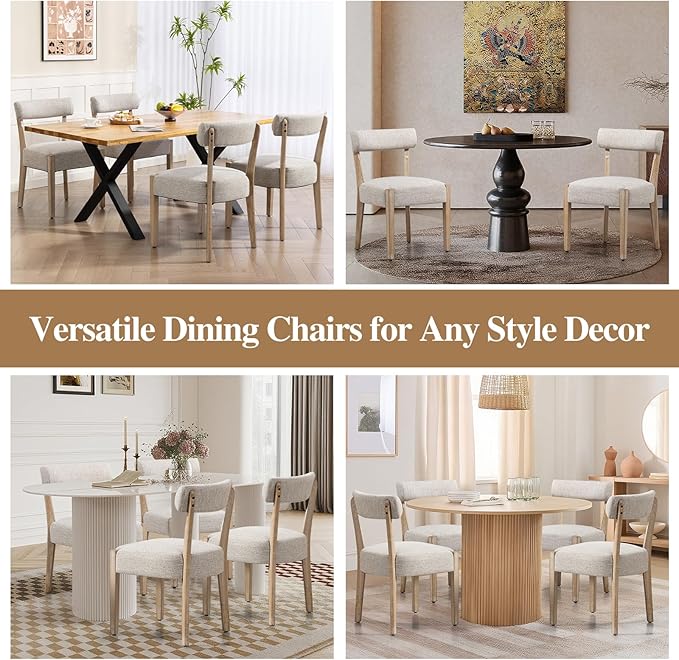 Dining Chairs Set of 2,Mid Century Modern Dining Chair Set - Linen Upholstered Low Back Kitchen & Dining Room Chairs with Woven Design,Oatmeal Fabric