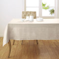 Solino Home Light Natural Linen Tablecloth 60 x 108 Inch - Classic Hemstitch, 100% Pure Linen Rectangular Tablecloth - Machine Washable Table Cloth for Spring, Easter