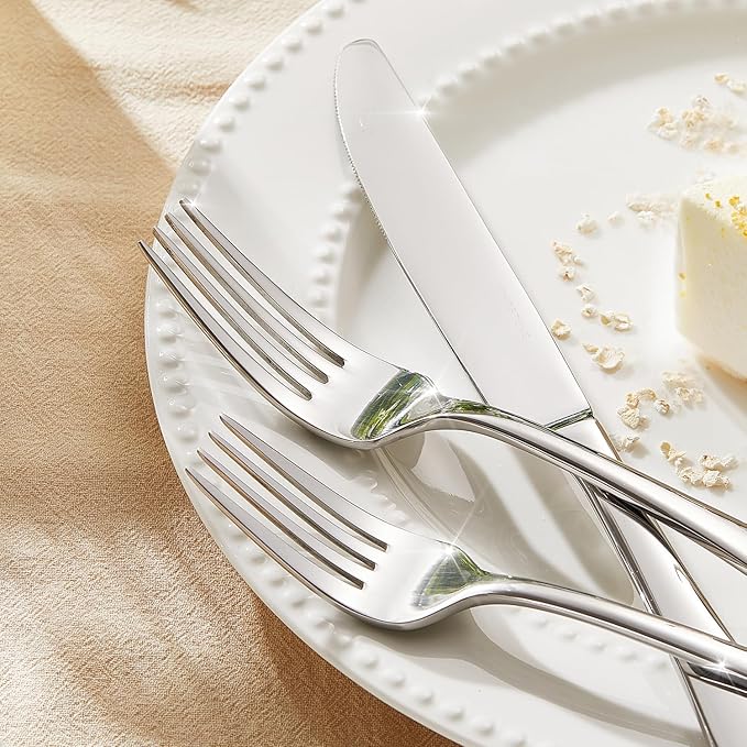 KINGSTONE 30 Pieces Silverware Set for 6, Premium Stainless Steel Flatware Set, Heavy Duty and Modern Design Cutlery Set, Mirror Polished, Dishwasher Safe