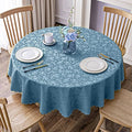 Smiry Round Table Cloth, Waterproof Heavy Duty Vinyl Tablecloths, Wipeable Washable Table Cover for Kitchen and Dining Room (Stone Blue, 60" Round)