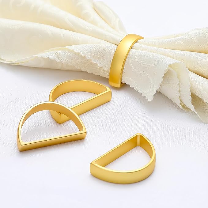KPOSIYA Napkin Rings Set of 36, Matte Gold Napkin Rings Bulk for Table Settings, D-Shape Napkin Holders Rings for Dinner Table Decor, Easter, Fall,Thanksgiving, Christmas, Party,（Matte Gold，36pcs）