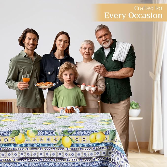 Maison d' Hermine Table Cloth Rectangle Table 100% Cotton 70 x 120 Inches Tablecloth Reusable Decorative for Dining Room Farmhouse Home Valentines Day Decorations Spring Summer - Citrus