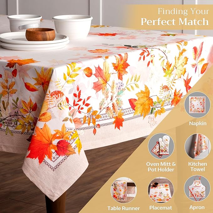 Maison d' Hermine Table Cloth Rectangle Table 100% Cotton 60 x 120 Inches Fall Tablecloth Reusable Everyday Use for Thanksgiving Christmas Decorations Dining Farmhouse Party (Amarante)