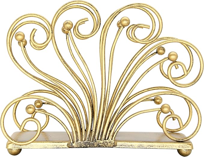 OwlGift Modern Flaunting Peacock Tail Napkin Holder, Antique Design Metal Napkin Holder Upright Decorative Napkins Holder for Home Kitchen Table, Bronze