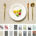 Placemats Set of 6 Vinyl/Plastic Woven Place Mats for Kitchen Table Indoor/Outdoor Washable Placemat Wipeable Dining Table Mats (Beige,6)