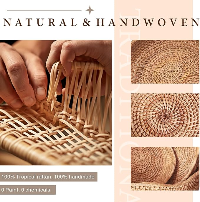 Rattan 10" Medium Wave Bread Basket for Fruit, Natural Wicker Fruit Basket for Kitchen Counter, Hand Woven Wicker Food Baskets, Bread Baskets for Serving, Gift Basket for Gifts, Vegetable, Snack, Etc.