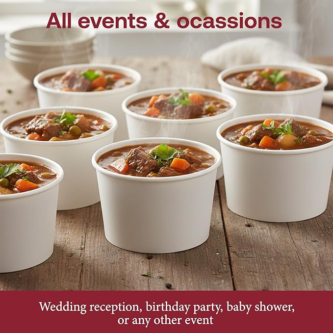 Smarty Had A Party 500 Squat Paper Soup Cups 12 oz Disposable White Paper Soup Cups for Hot Food Container Use