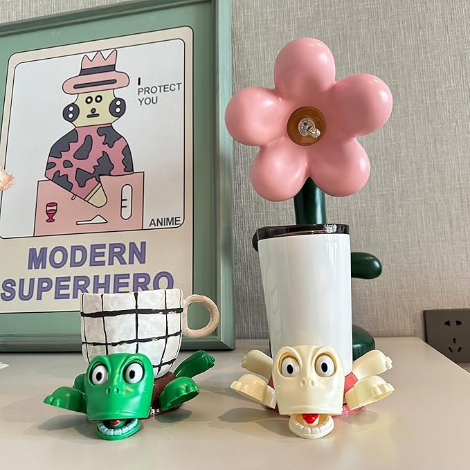 XYG® Turtle Coaster, Turtle Cup Holder with Funny Expression, 2 PC Cup Holder with Liftable Limbs & Expressive Face for Turtles,Tortoise Lover Gag Gifts Home Decor, Car(2pc-Green Pink)
