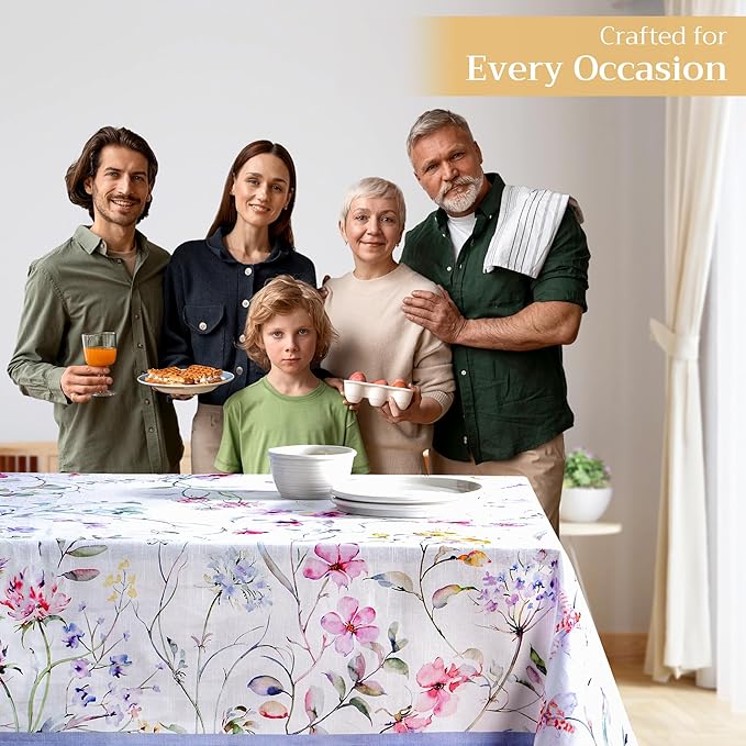 Maison d' Hermine Table Cloth Rectangle Table 100% Cotton 60 x 120 Inches Tablecloth Reusable Decorative for Dining Room Farmhouse Home Valentines Day Decorations Spring Summer - Summer Floral