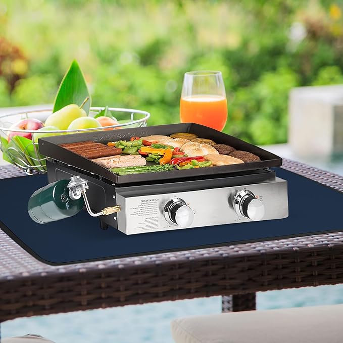 Heat Resistant Mats for Countertop and Grill Table, Fireproof Grill Mats for Outdoor Grill, Portable Charcoal Grill, Gas Grill, Pizza Oven Compatible with Blackstone, Ninja 24x36x0.04in, Blue