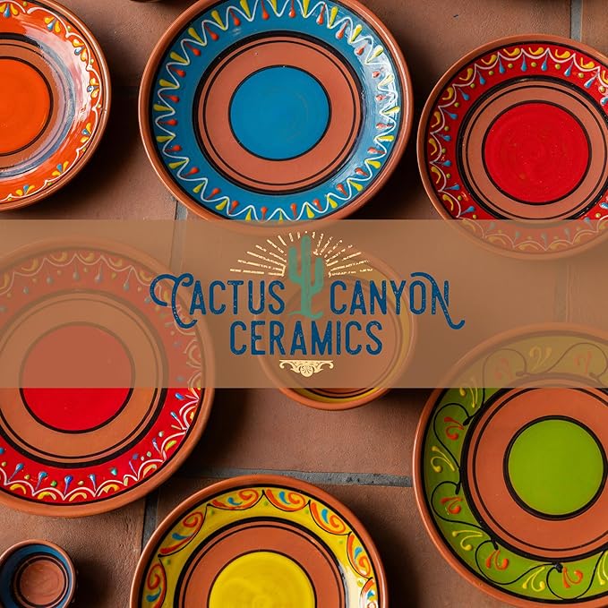 Cactus Canyon Ceramics Spanish Terracotta 5-Piece Small Tapa Plate Set, Multicolor