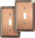 Henne Bery Rope Edge Decorative Wall Plate Switch Plate Outlet Cover (Single Toggle, 2 Pack, Antique Copper)