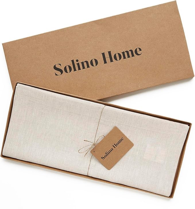 Solino Home Linen Table Runner 72 Inches Long - Athena, 100% Pure Linen Light Natural Table Runner 14 x 72 Inch for Dining, Spring, Easter