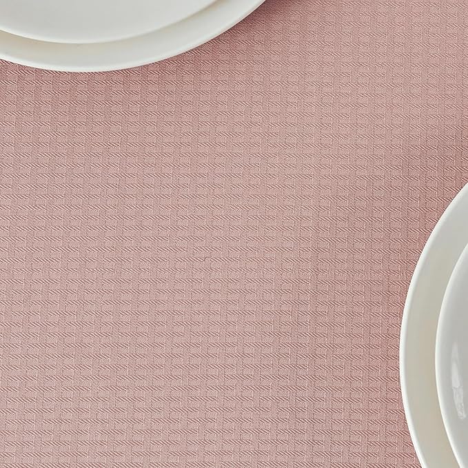 maxmill Rectangle Tablecloth Weaved Pattern Waterproof Spillproof Wrinkle Free Table Cloth, Kitchen Dining Tabletop Decoration, Fabric Table Cover for Holiday Parties, 52 x 70 Inch, Pale Blush
