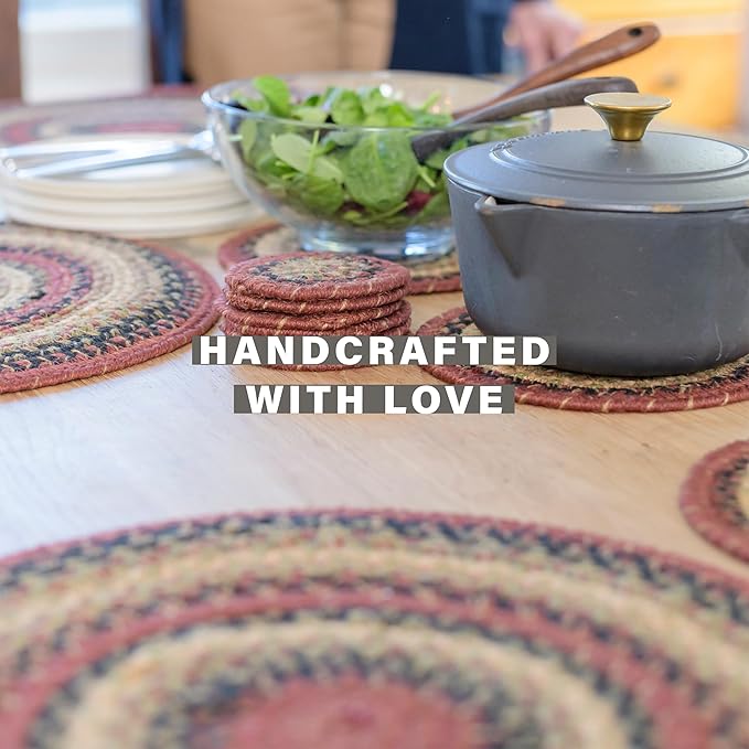 Homespice Highland Braided Oval Table Runner, Rustic Lodge Decor, Multicolor 11x36 - Jute Dining Table Accessories - Rich Colors, Easy to Clean, Durable and Protects Furniture