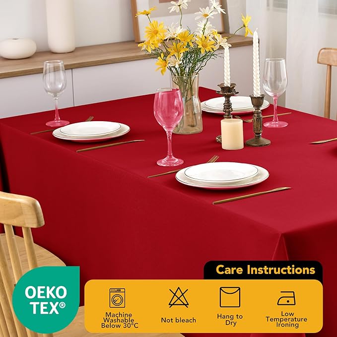 6-Pack Red Tablecloths for Square Tables, 70 x 70 Inches, Stain-Resistant Polyester Fabric for 3 Foot Tables - Washable Table Covers for Weddings, Banquets, Birthday Parties, Events