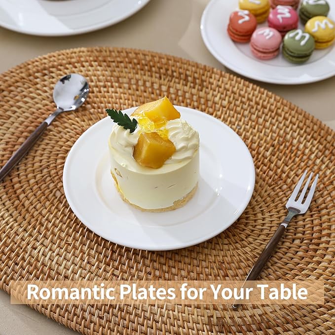 6 Inch Ceramic Dessert Plates Set of 18, White Round Small Appetizer Plates, Small Dinner Serving Pllate for Cake, Snacks, Side Dishes, Fruit, Microwave Oven and Dishwasher Safe