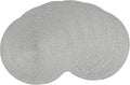 AHHFSMEI Round Braided Placemats 15 Inch Round Table Mats for Dining Tables Natural Woven Heat Resistant Place mats Set of 6 (Grey B)