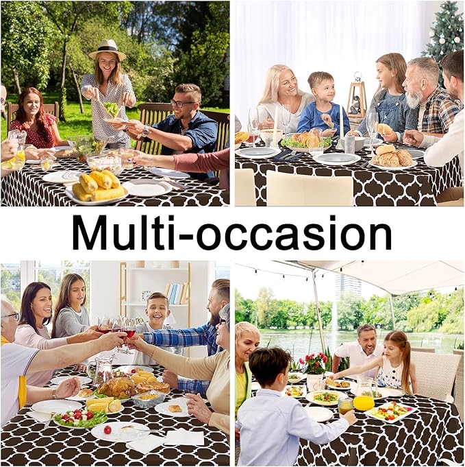 Smiry Rectangle Table Cloth Cover, Waterproof Vinyl Tablecloth with Flannel Backing for Rectangle Tables, Wipeable Spillproof Plastic Tablecloths for Dining, Camping and Indoor (60"x120", Coffee)