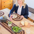 Homespice Prescott Jute Braided Table Runner, Warm Primitive Decor, Set of 2, Black and Red Oval 8x28 - Rich Colors, Easy to Clean, Durable and Protects Furniture