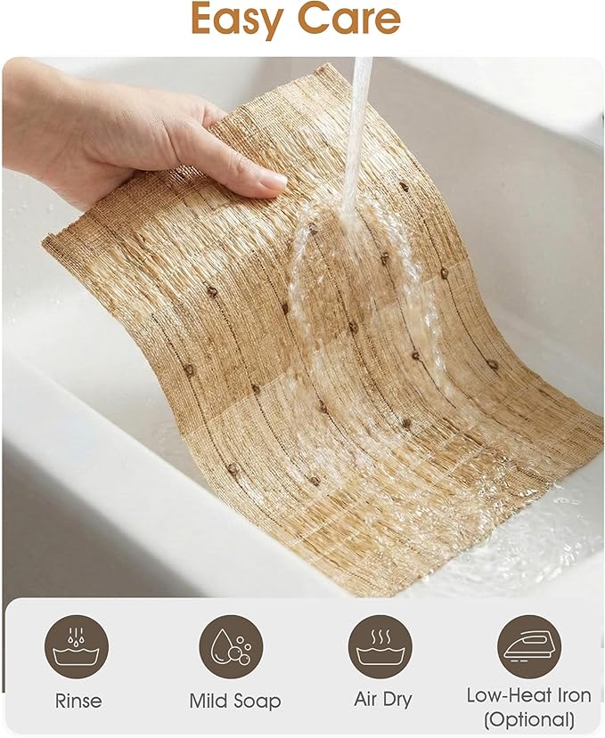 Handmade Ramie Woven Table Placemats Set of 6 (12"x18"),Natural Fiber Heat-Resistant Table Protectors for Family Dinners & Gatherings,Elevate Your Tabletop with Eco-Friendly Style