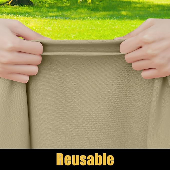 Smiry Rectangle Picnic Table Cloth, Waterproof Elastic Fitted Tablecloths for 6 Foot Tables, Washable Polyester Table Cover for Camping, Indoor and Outdoor (Taupe, 30"x72")