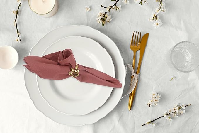 Accent Home 100% Cotton Napkins, Delicate Cloth Napkins for Dinners, Parties and Weddings，18 x 18 Inch Set of 12 - Blush