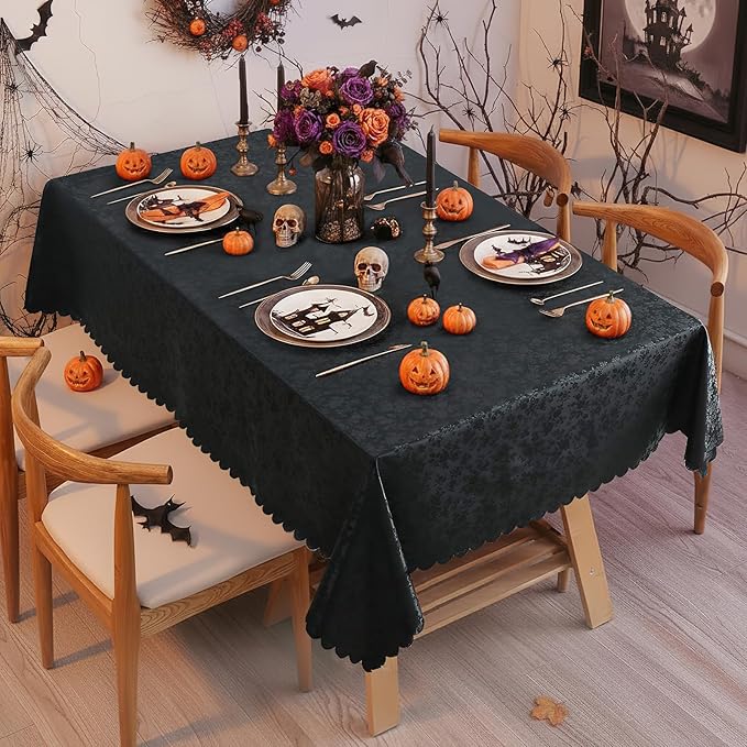 Smiry Rectangle Table Cloth, Waterproof Heavy Duty Vinyl Tablecloths, Wipeable Washable Table Cover for Kitchen and Dining Room (Black, 70" X 120")