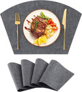 Homaxy Round Table Placemats Set of 4, Washable Wedge Shaped Faux Leather Table Mats, Wipeable Kitchen Dinner Place Mats for Indoor Outdoor, Dark Grey