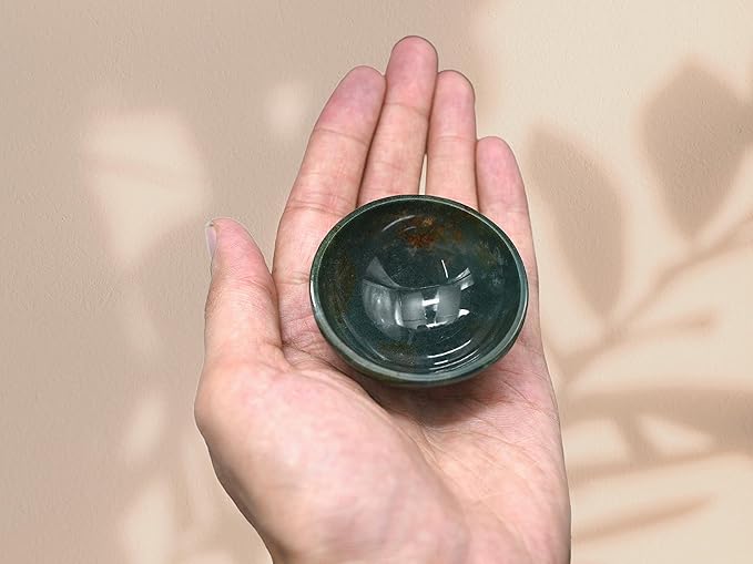 Bloodstone Crystal Bowl - 2 Inch Decorative Bowls for Room and Home Decor - Gemstone Healing Crystals for Elegant Display, Positive Energy Balance and Gift