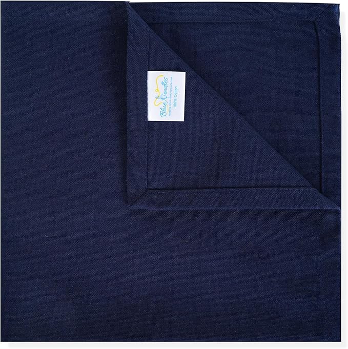 Blue Needles Solid Cloth Napkins Set of 6 Navy Blue 100% Cotton Dinner Napkins 18x18 inches - Soft, Reusable, Absorbent & Washable Linen, Ideal for Christmas Events, Parties & Everyday Use