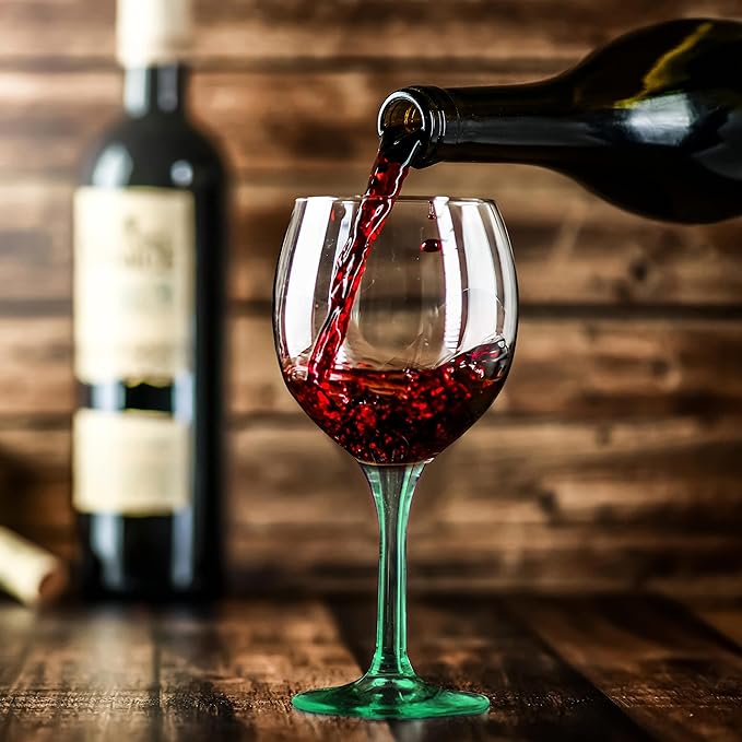 DISCOUNT PROMOS Premiere Wedding Wine Glasses 20.5 oz. Set of 12, Bulk Pack - Restaurant Glassware, Perfect for Red Wine or White Wine - Green