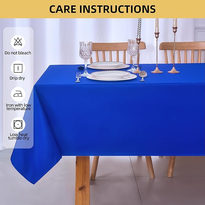 2-Pack 60x60 inch Royal Blue Table Cloths, Solid Stain and Wrinkle Resistant Tablecloth, Premium Plain Weave Polyester Fabric Rectangle Table Linen Covers for Hotel, Banquet