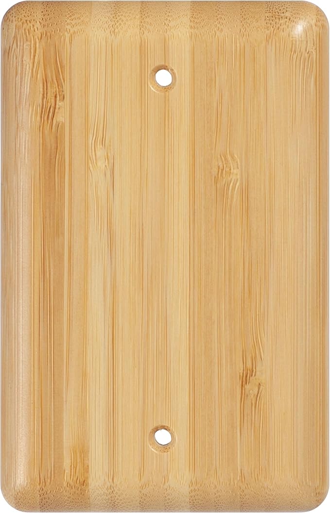 Bamboo Wood Blank Wall Plate Conceal Unused Ports, Decorative Cover