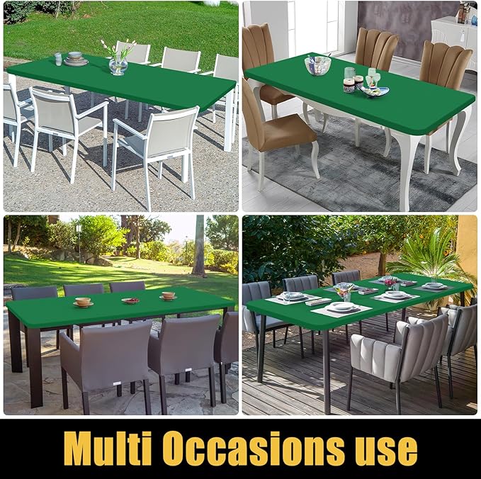 Smiry Rectangle Picnic Table Cloth, Waterproof Elastic Fitted Tablecloths for 4 Foot Tables, Washable Polyester Table Cover for Camping, Indoor and Outdoor (Hunter Green, 24"x48")