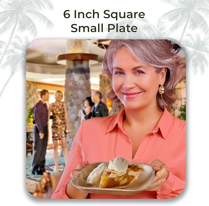 Indie Palm Disposable Palm Leaf Plates – 100 Pack 6 Inch Square – Heavy Duty, 100% Compostable & Biodegradable – Eco-Friendly Alternative to Plastic & Bamboo – Perfect for Parties & Events