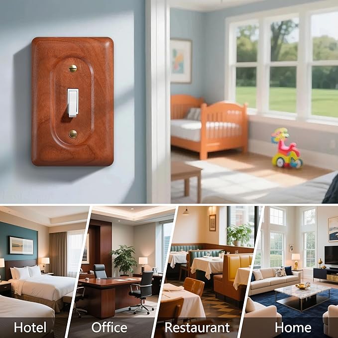 Wooden Light Switch Cover Plate Single Decorator Cherry Wood Decorative Switch Plates and Outlet Covers Premium Quality Light Switch Cover