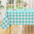 misaya Rectangle Waterproof Vinyl Table Cloth, Buffalo Flannel Backed Tablecloth, Wipeable Plastic Table Cover for Dinner, Kitchen, Outdoor (60" x 102", Teal and White)