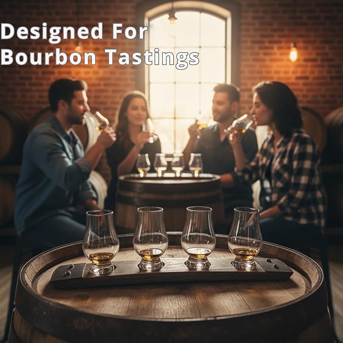 Premium 4 glass Flight/Glencairn Glass flight/Whiskey Tasting (Red Mahogany, With Glasses)