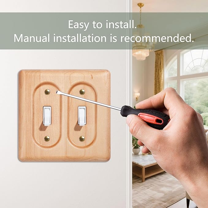 Elegant Maple Wood Cover For Double Toggle Light Switch Plate Durable And Stylish Switch Plate Replacement