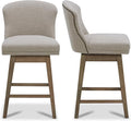 CHITA Counter Height Swivel Barstools, FSC Certified Upholstered Performance Fabric Bar Stools Set of 2, 26" Seat Height, Tan